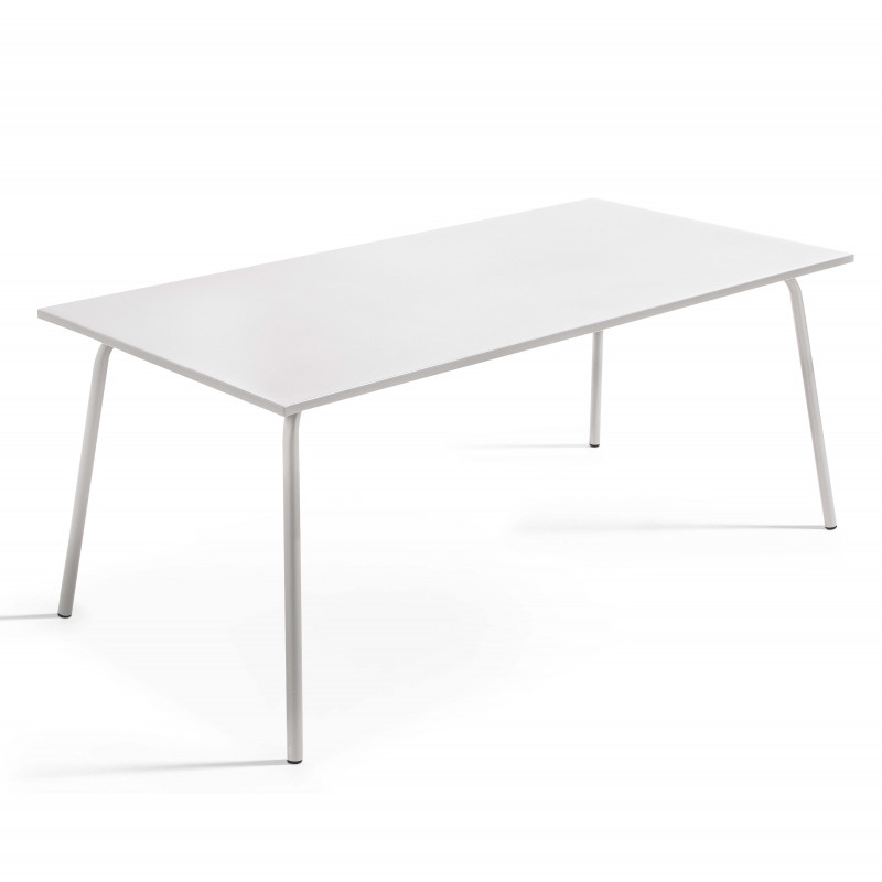 Table de jardin rectangulaire 180 x 90 cm et 6 chaises avec accoudoirs en métal (2/8)