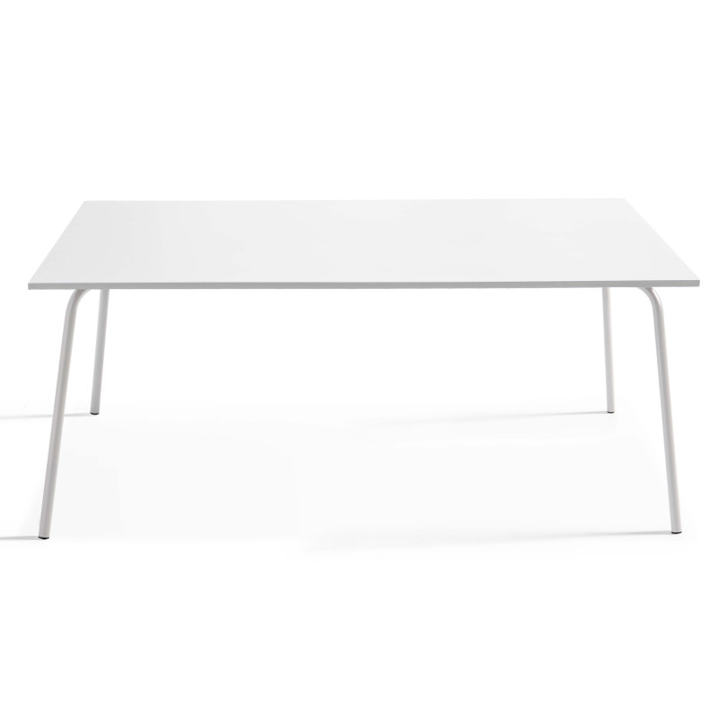 Table de jardin rectangulaire 180 x 90 cm et 6 chaises avec accoudoirs en métal (3/8)