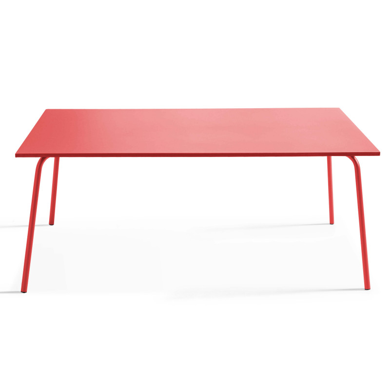 Table de jardin rectangulaire 180 x 90 cm et 6 chaises avec accoudoirs en métal