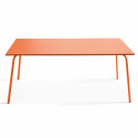 Table de jardin rectangulaire 180 x 90 cm et 6 chaises avec accoudoirs en métal
