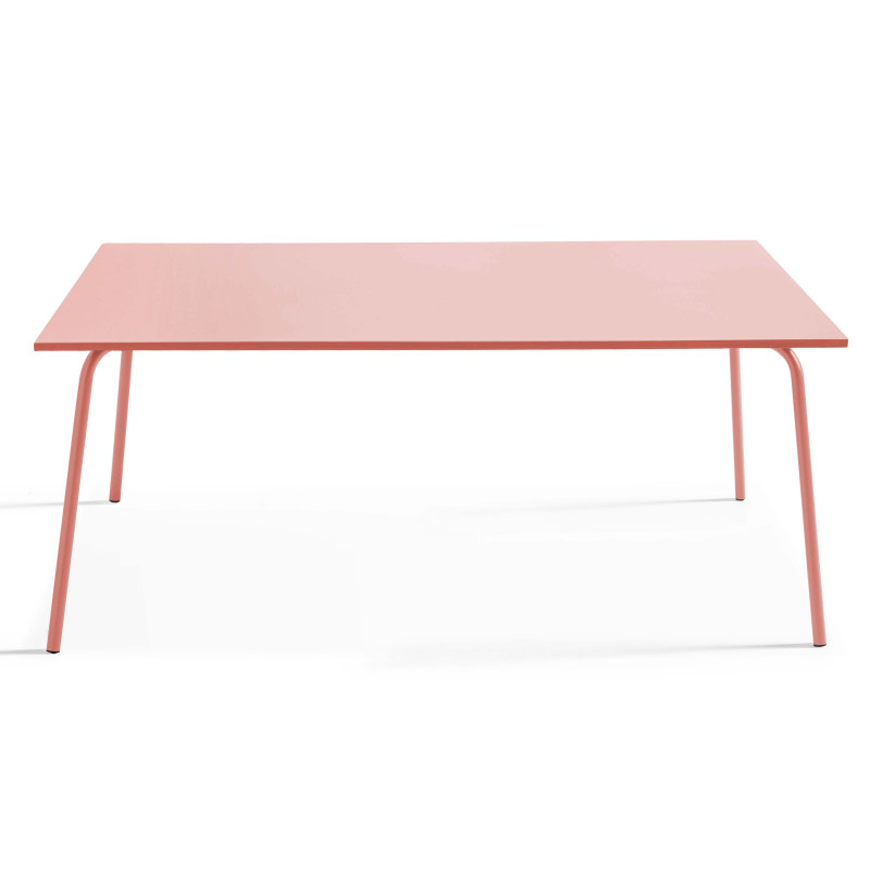 Table de jardin rectangulaire 180 x 90 cm et 6 chaises avec accoudoirs en métal