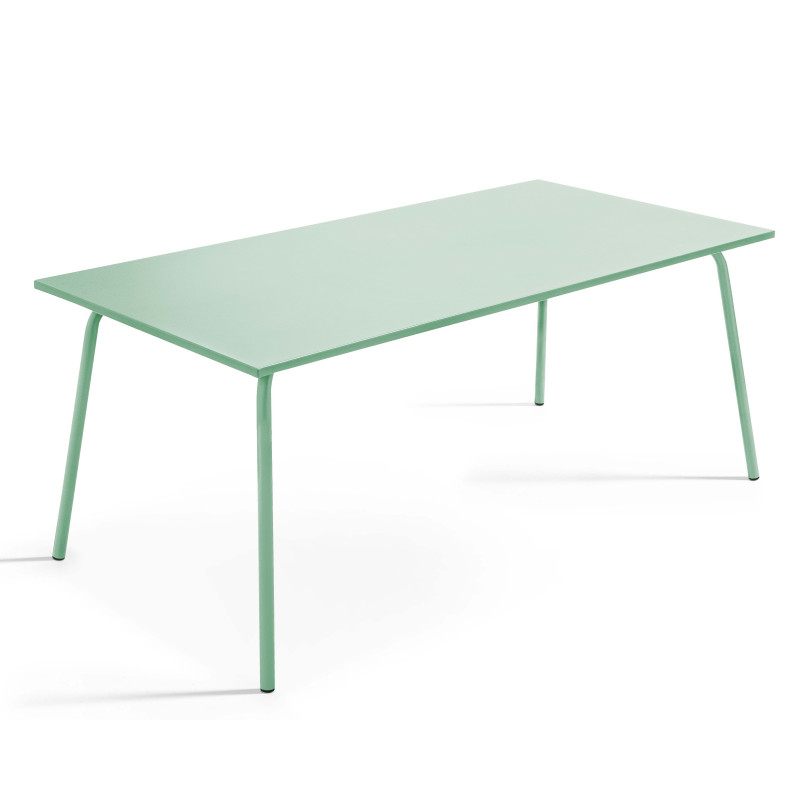 Table de jardin rectangulaire 180 x 90 cm et 6 chaises avec accoudoirs en métal (2/8)