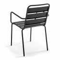 Table de jardin rectangulaire 180 x 90 cm et 6 chaises avec accoudoirs en métal