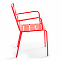 Table de jardin rectangulaire 180 x 90 cm et 6 chaises avec accoudoirs en métal