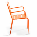 Table de jardin rectangulaire 180 x 90 cm et 6 chaises avec accoudoirs en métal