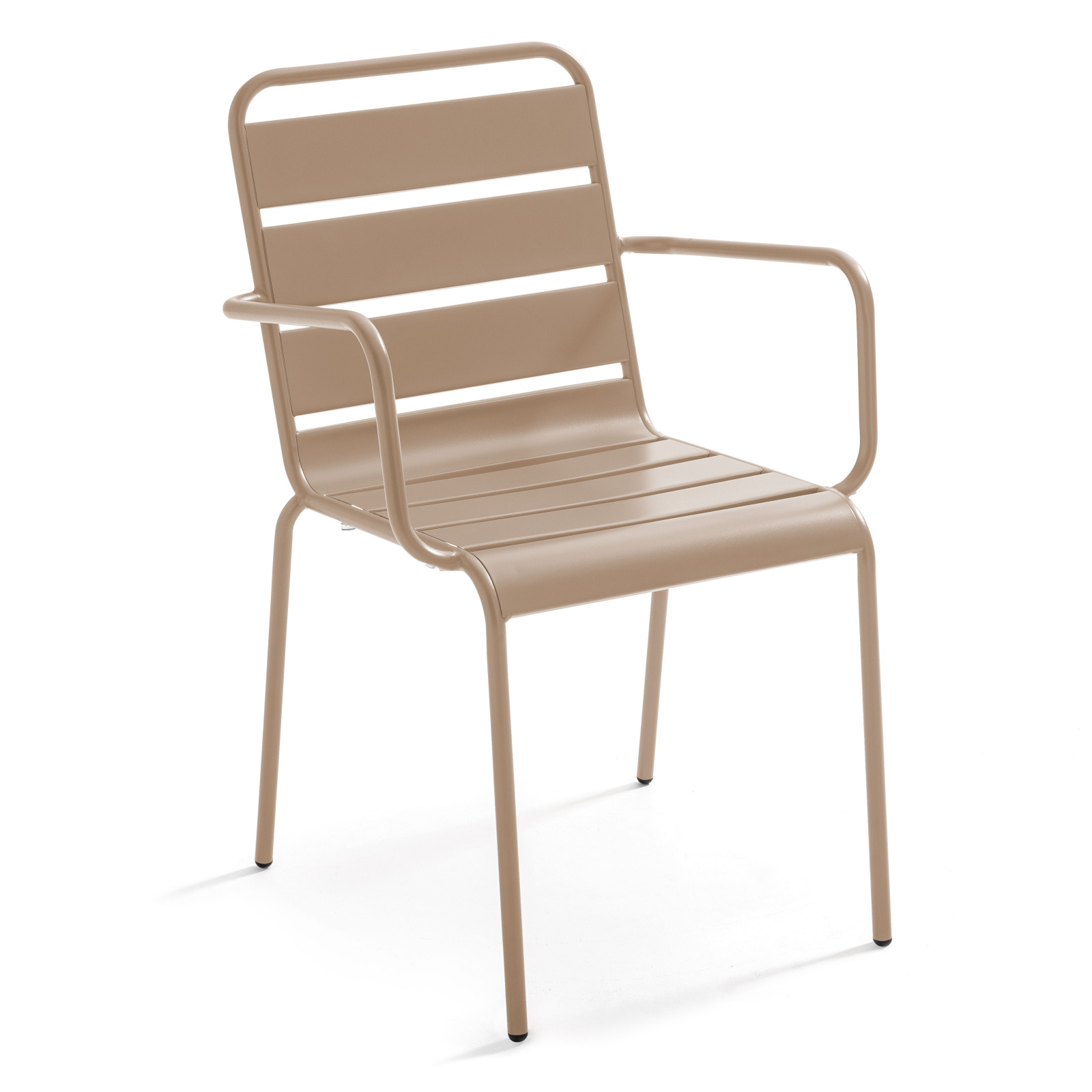 Table de jardin rectangulaire 180 x 90 cm et 6 chaises avec accoudoirs en métal