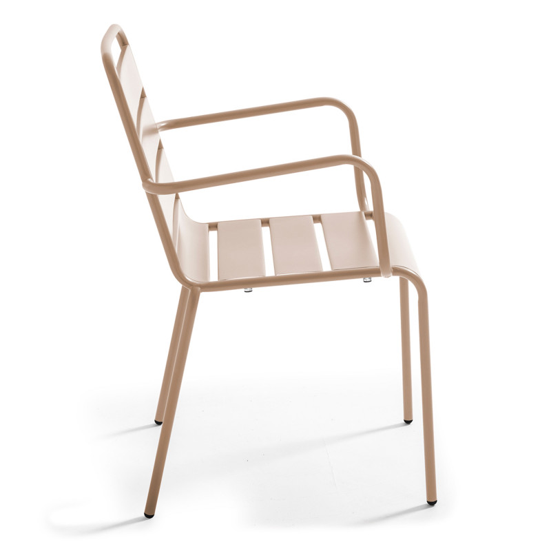 Table de jardin rectangulaire 180 x 90 cm et 6 chaises avec accoudoirs en métal (6/8)