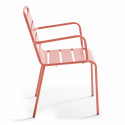 Table de jardin rectangulaire 180 x 90 cm et 6 chaises avec accoudoirs en métal