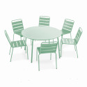 Table de jardin ronde Ø120 x 72 cm et 6 chaises en métal