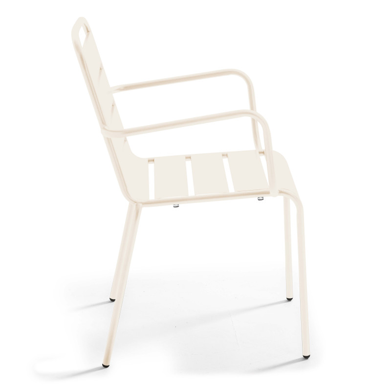 Table de jardin ronde Ø120 x 72 cm et 6 chaises avec accoudoirs en métal