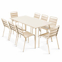Table de jardin rectangulaire 180 x 90 cm et 8 chaises en métal