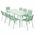 Table de jardin rectangulaire 180 x 90 cm et 8 chaises en métal
