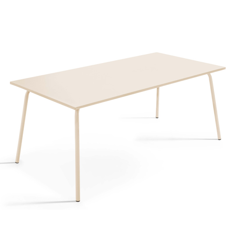 Table de jardin rectangulaire 180 x 90 cm et 8 chaises avec accoudoirs en métal