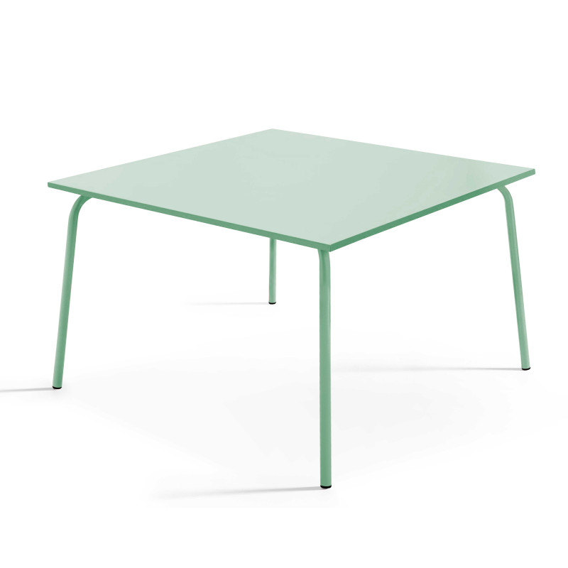 Table de jardin carrée 120 x 120 cm en métal et 8 chaises en métal