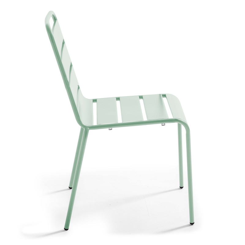 Table de jardin carrée 120 x 120 cm en métal et 8 chaises en métal