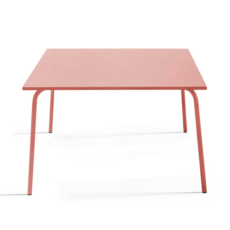 Table de jardin carrée 120 x 120 cm et 8 chaises avec accoudoirs en métal