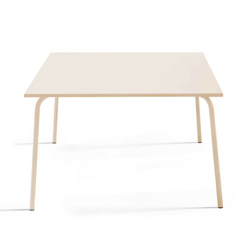 Table de jardin carrée 120 x 120 cm et 4 bancs en métal (2/6)