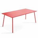 Table de jardin rectangulaire 180 x 90 cm et 6 chaises avec accoudoirs en métal