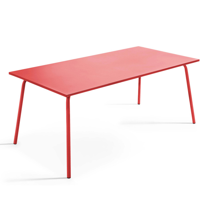 Table de jardin rectangulaire 180 x 90 cm et 6 chaises avec accoudoirs en métal