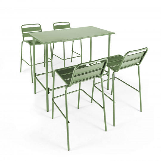 Ensemble table haute rectangulaire + 4 chaises hautes