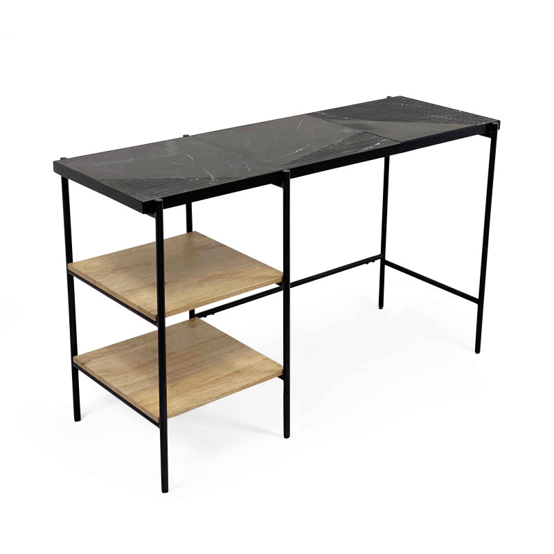 Bureau avec étagères en marbre et manguier