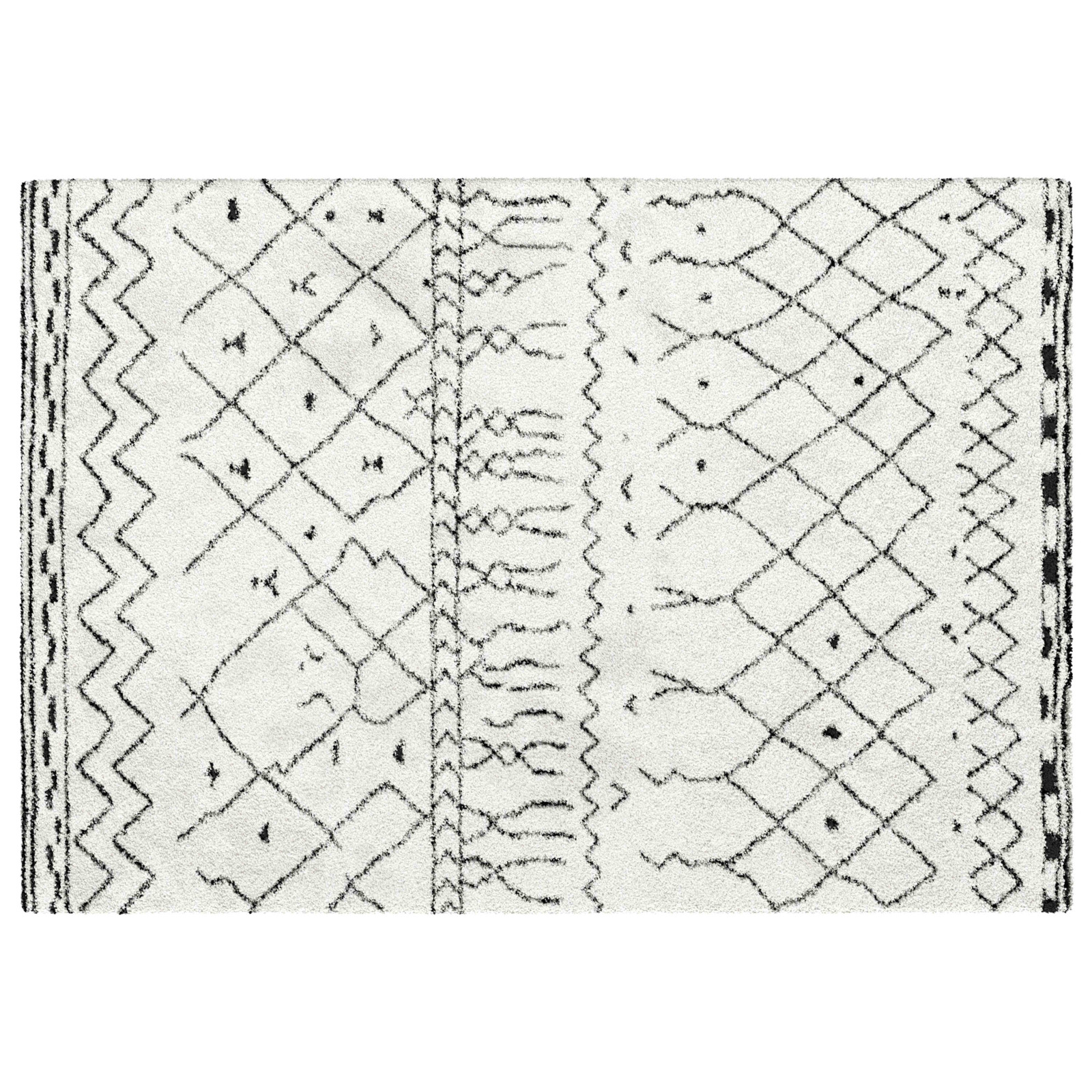 Tapis rectangulaire blanc à poils longs en polypropylène