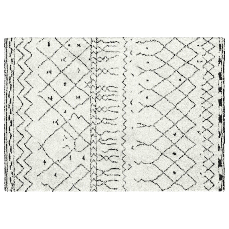 Tapis rectangulaire blanc à poils longs en polypropylène