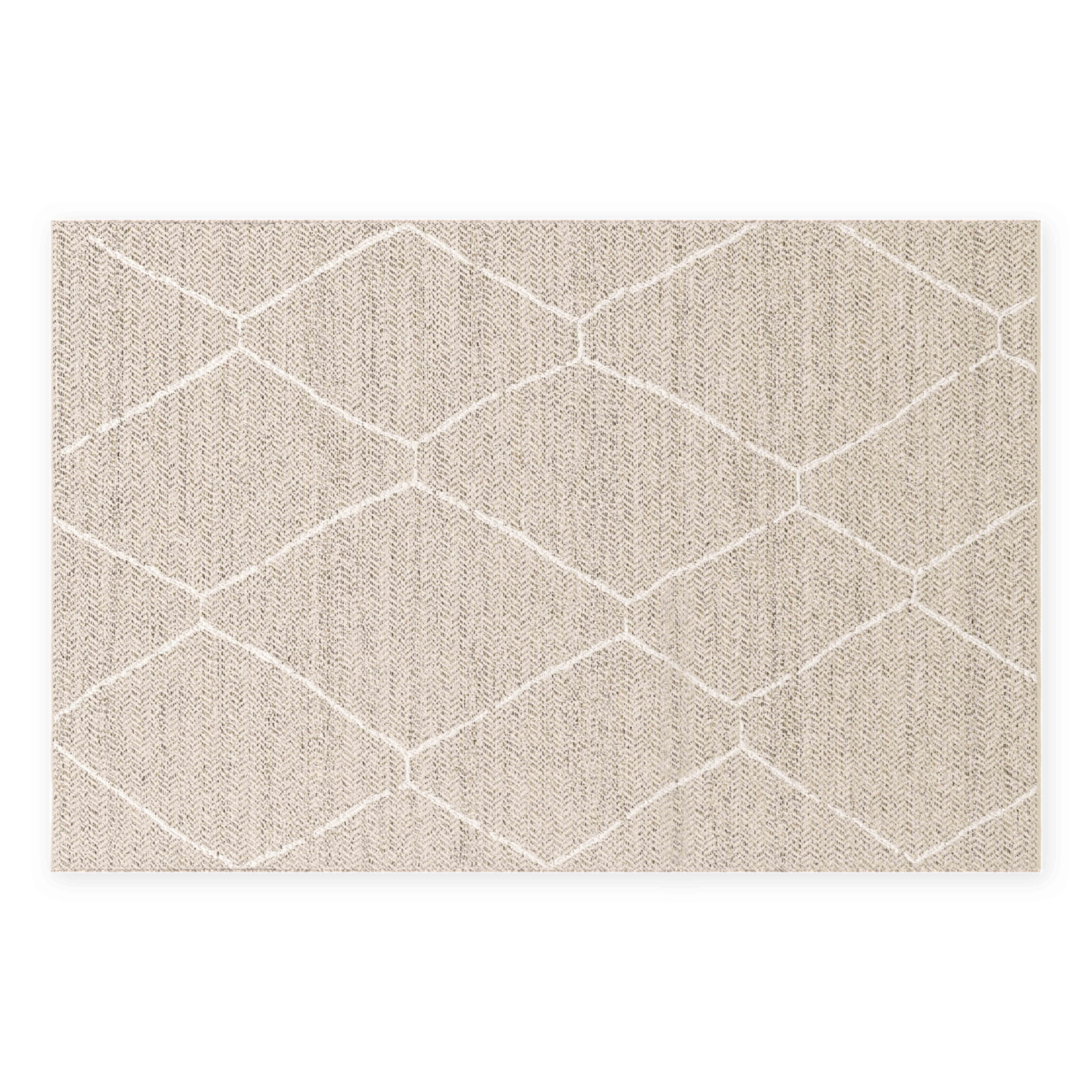 Tapis d'extérieur rectangulaire beige en polypropylène