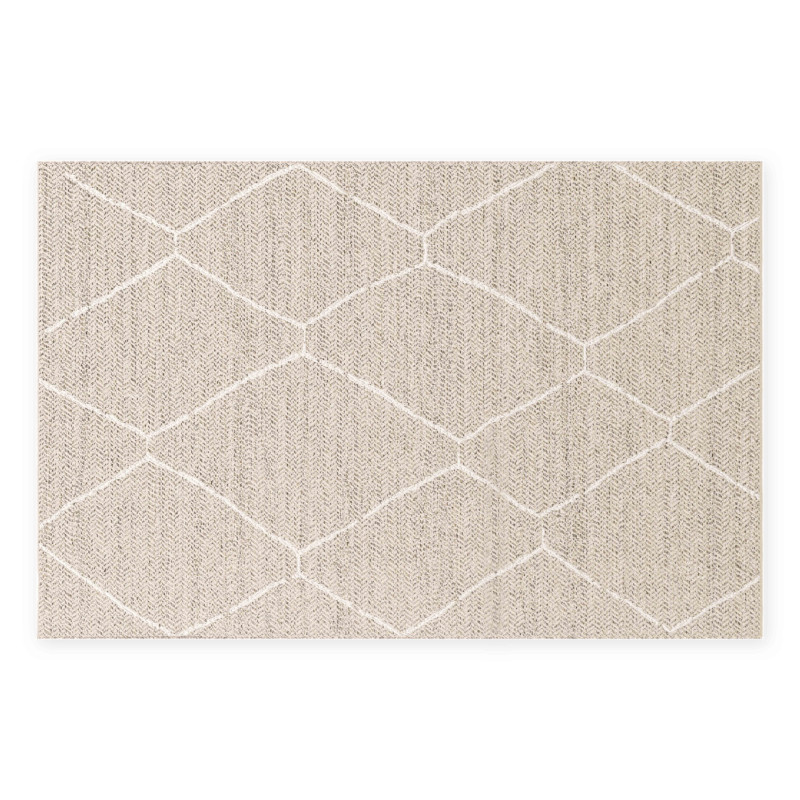 Tapis d'extérieur rectangulaire beige en polypropylène