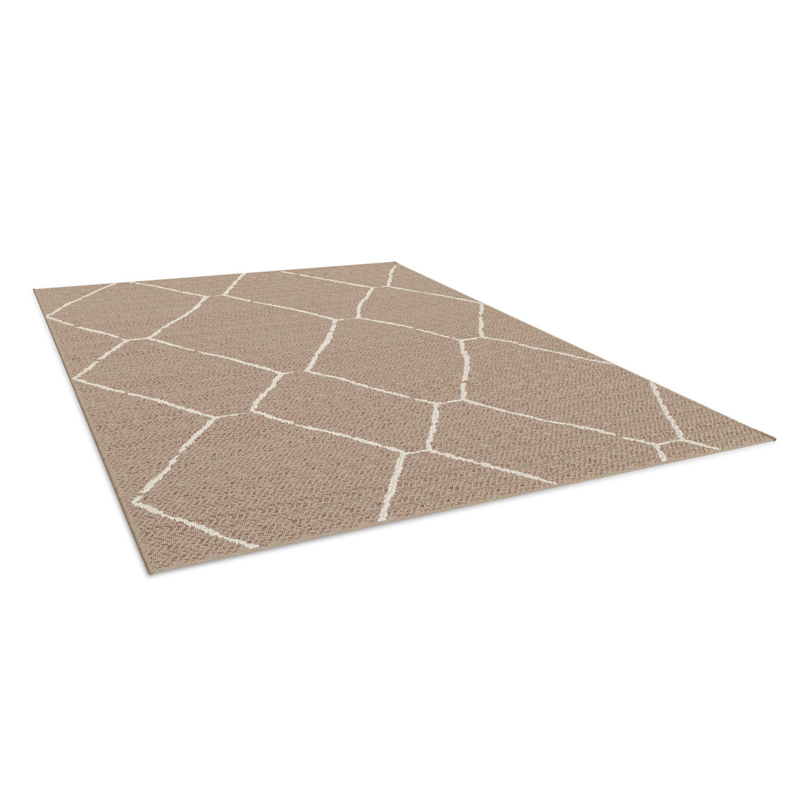Tapis d'extérieur rectangulaire beige en polypropylène