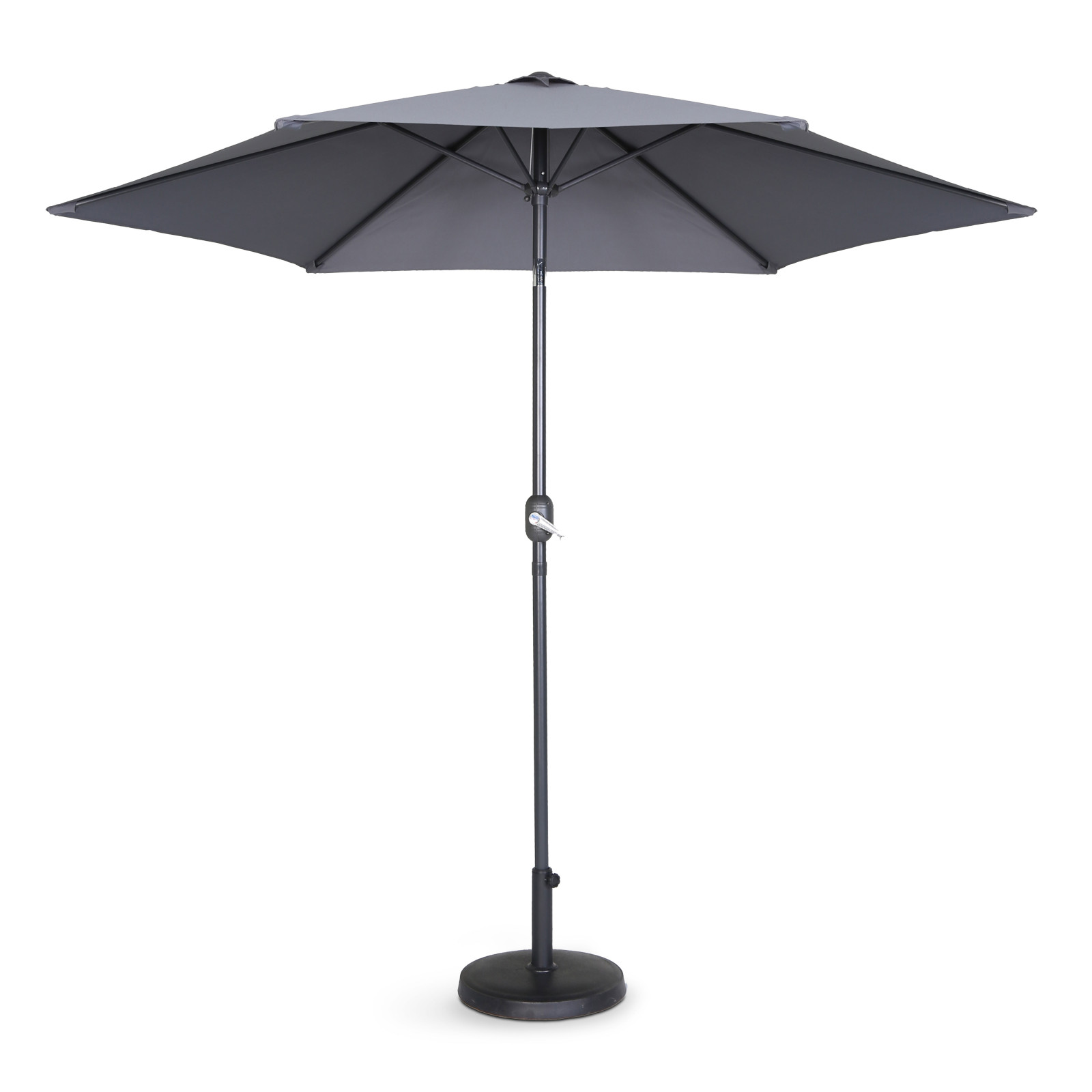 Ensemble parasol droit inclinable 180g/m² (Ø3m) avec pied pliant + 4 dalles à lester remplissables