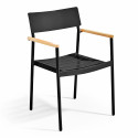 Chaise de jardin en aluminium et bois avec accoudoirs