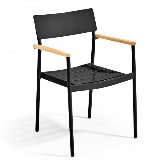 Chaise de jardin en aluminium et bois avec accoudoirs