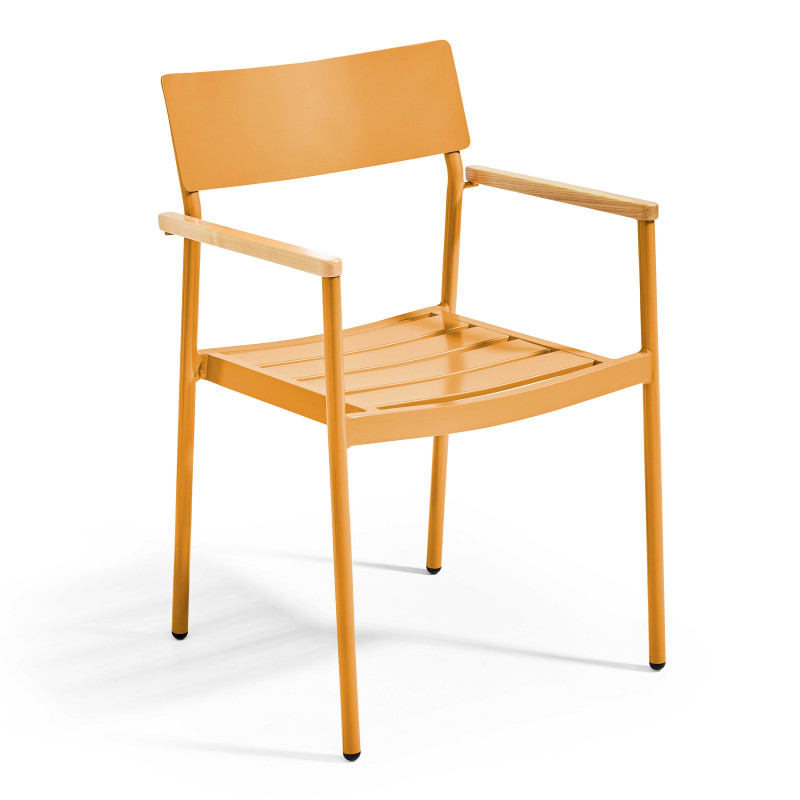 Chaise de jardin en aluminium et bois avec accoudoirs