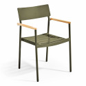 Chaise de jardin en aluminium et bois avec accoudoirs