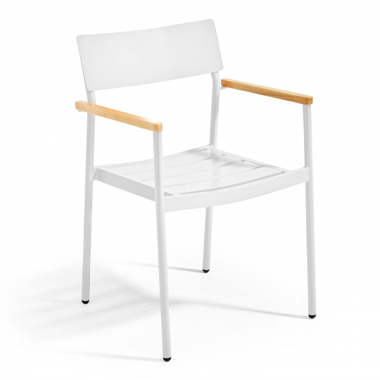 Chaise de jardin en aluminium et bois FSC® avec accoudoirs | Oviala