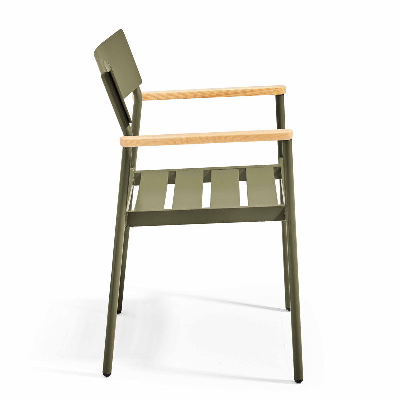 Chaise de jardin en aluminium et bois avec accoudoirs (2/5)