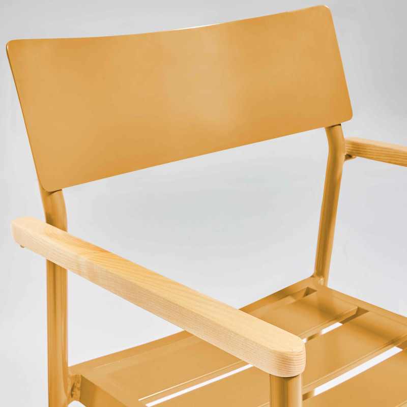 Chaise de jardin en aluminium et bois avec accoudoirs (4/5)