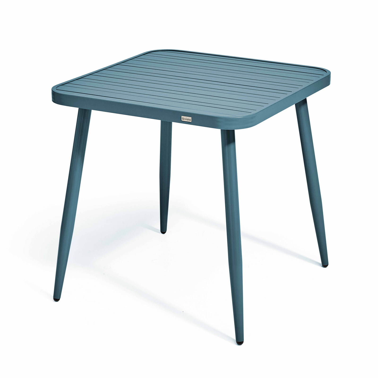 Table de jardin carrée 75 x 75 cm et 2 chaises avec accoudoirs en aluminium et bois