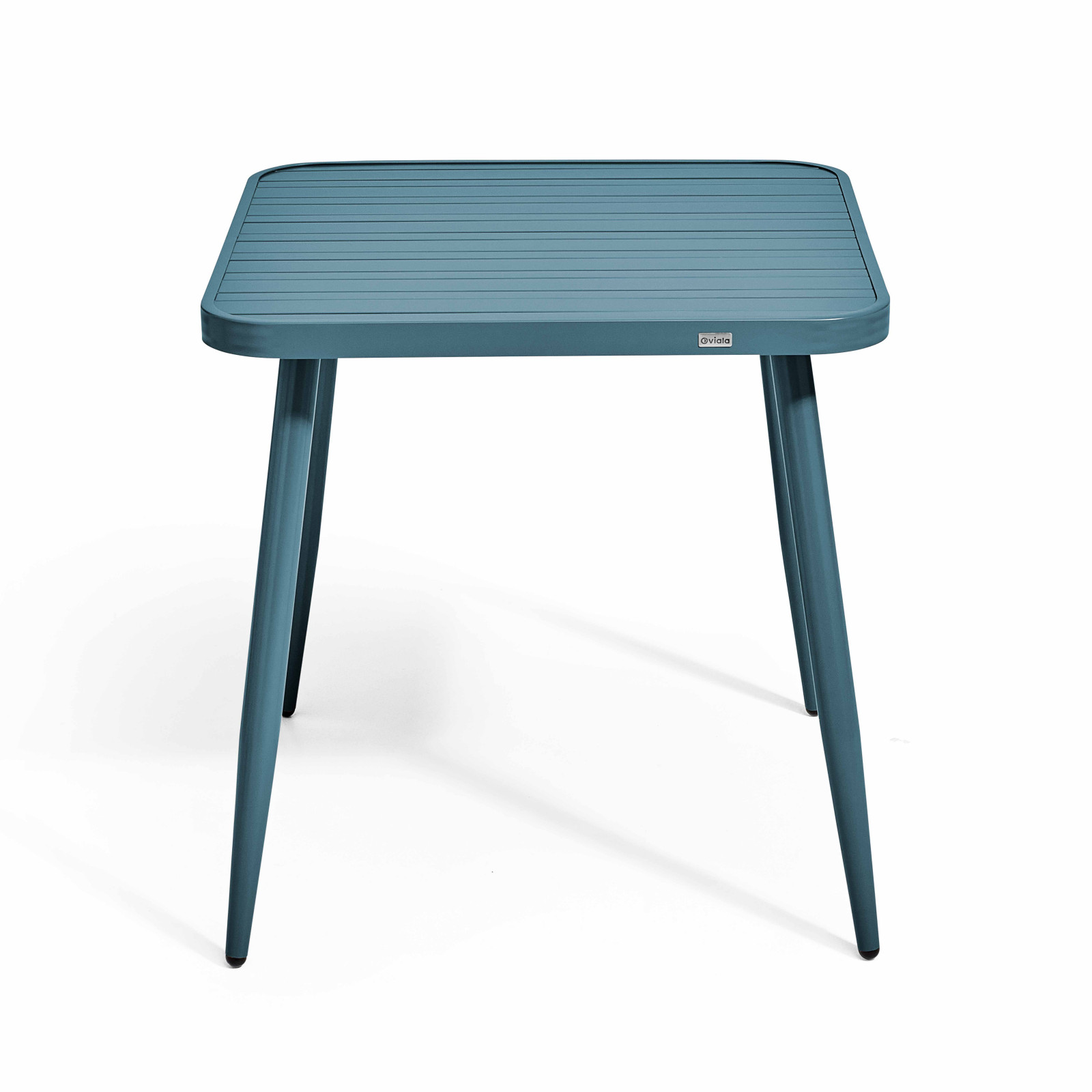 Table de jardin carrée 75 x 75 cm et 2 chaises avec accoudoirs en aluminium et bois