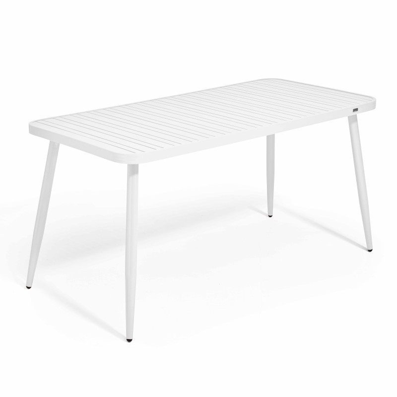 Table de jardin rectangulaire 150 x 75 cm avec 4 chaises avec accoudoirs en aluminium et bois