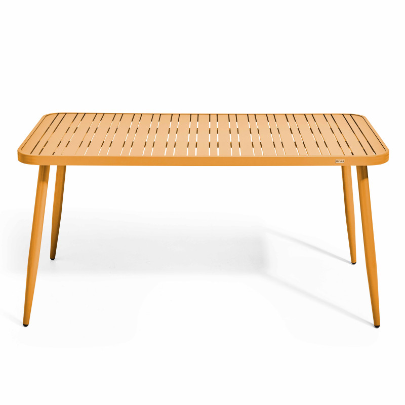 Table de jardin rectangulaire 150 x 75 cm avec 4 chaises avec accoudoirs en aluminium et bois