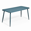 Table de jardin rectangulaire 150 x 75 cm avec 4 chaises avec accoudoirs en aluminium et bois