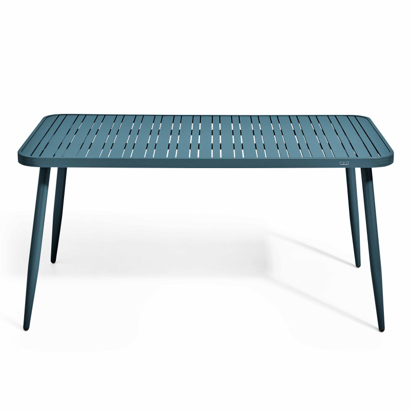 Table de jardin rectangulaire 150 x 75 cm avec 4 chaises avec accoudoirs en aluminium et bois (2/7)