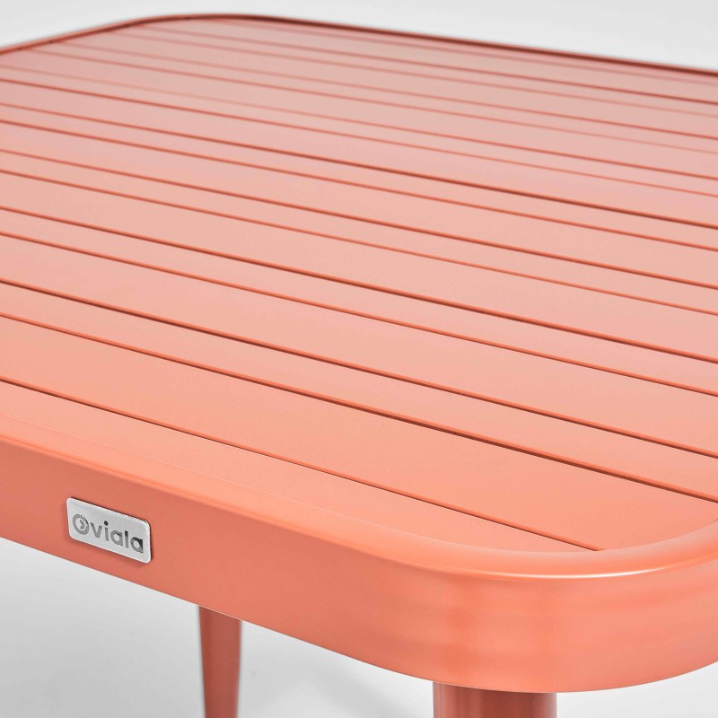 Table de jardin rectangulaire 150 x 75 cm avec 4 chaises avec accoudoirs en aluminium et bois (3/7)