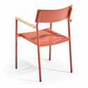 Table de jardin rectangulaire 150 x 75 cm avec 4 chaises avec accoudoirs en aluminium et bois