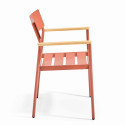 Table de jardin rectangulaire 150 x 75 cm avec 4 chaises avec accoudoirs en aluminium et bois