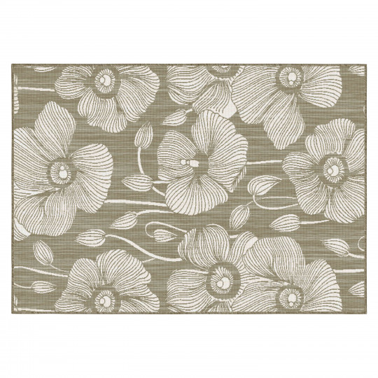 Tapis extérieur motif floral réversible rectangulaire | Oviala