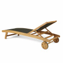 Lot de 2 bains de soleil en bois FSC avec roues, inclinables 5 positions