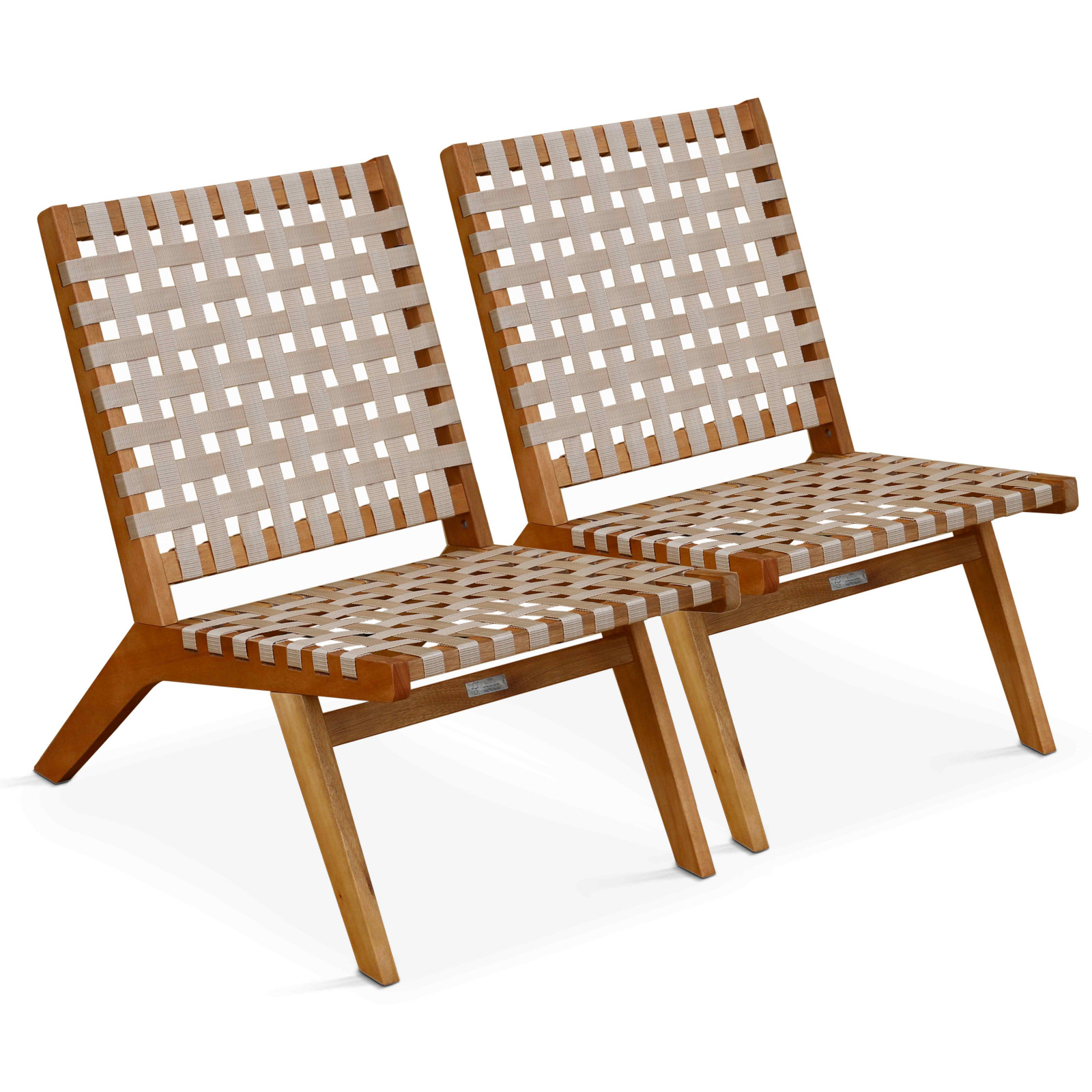 Lot de 2 fauteuils relax en bois d'eucalyptus
